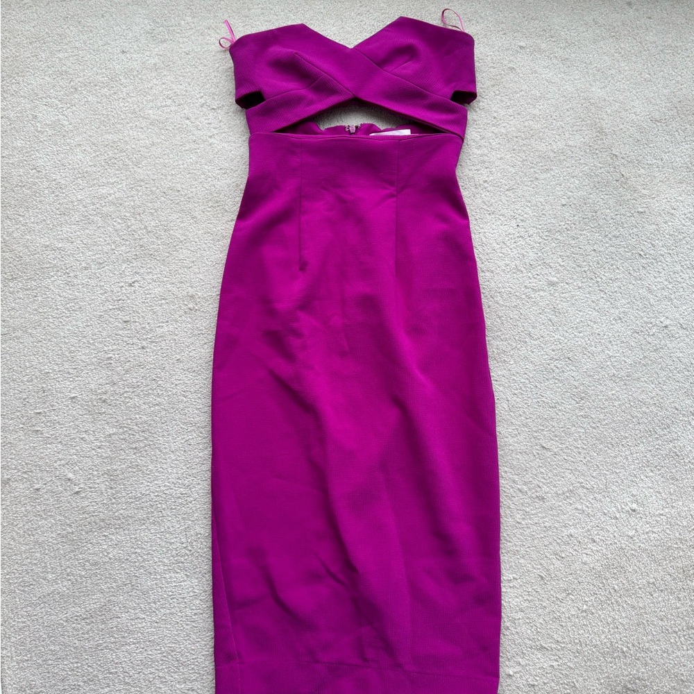 Solace London Adrienne Strapless Cocktail Holiday Dress Sleeveless Pink Fuschia